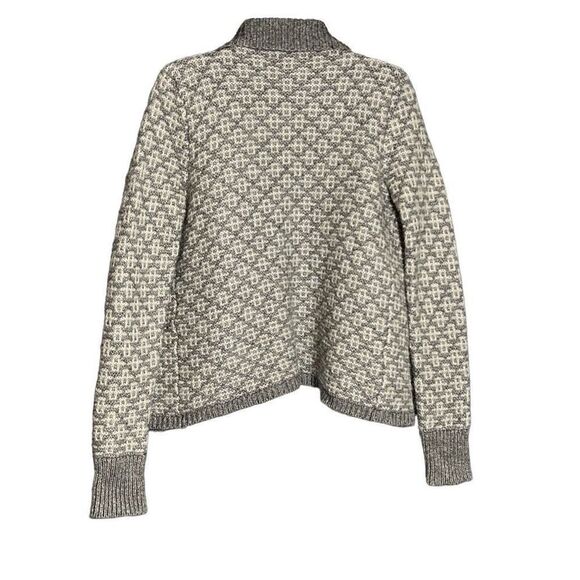 LOFT Women's Geometric Long Sleeves Shawl Lapel Open Front Cardigan Gray Medium - Picture 2 of 7